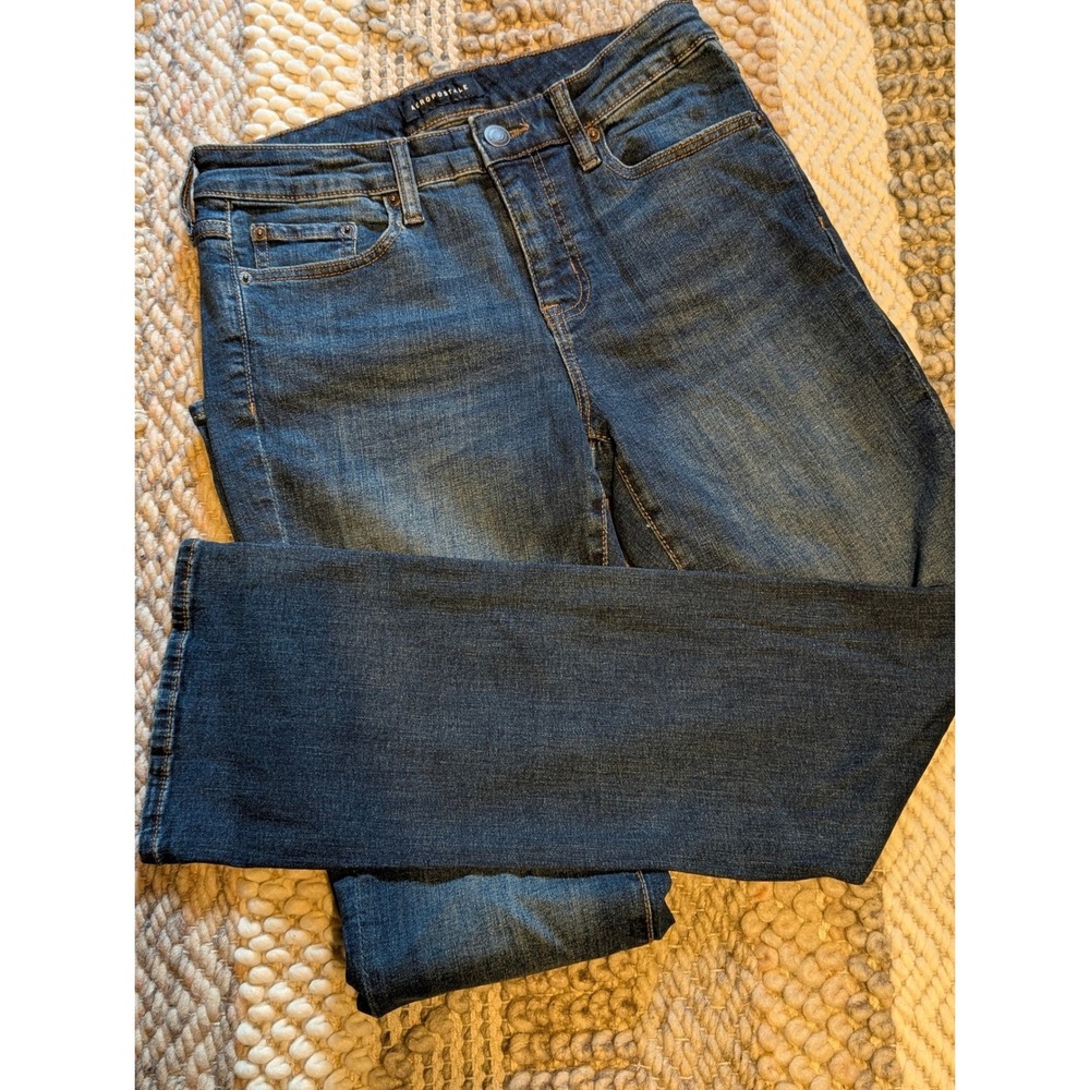 Aeropostale Mid Rise Bootcut Jeans Womens 8 petite Dark Wash Stretch Denim